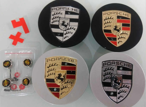 4 Emblemas Adhesivos Porsche 56mm + Tap Vlvulas