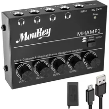 Moukey Amplificador De Audífonos De 4 Canales Entrada Trs