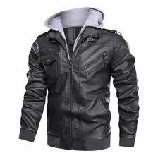 Chaqueta De Cuero Para Hombre, Chaqueta Con Capucha, Piel Gr