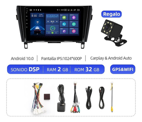 Radio Android 10 2gb Para Nissan Qashqai Xtrail 2013-2020 Foto 2