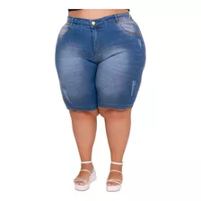 Bermuda Jeans Ciclista Plus Size Feminino Rane Cintura Alta