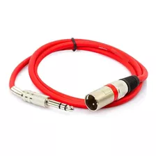 Cabo P10 Para Xlr Macho Vermelho Estéreo 5 Metros