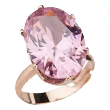 Anillo Ajustable Cristal Rosado Mujer + Bolsa Regalo Joyas