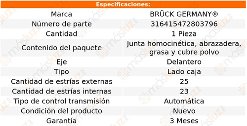 1- Junta Homocintica Lado Caja Tiida L4 1.8l 07/18 Bruck Foto 2