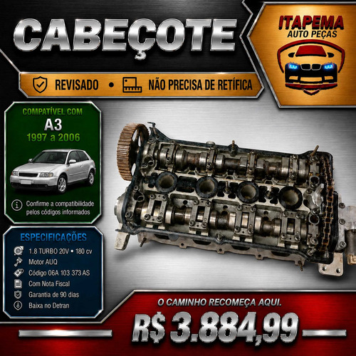 Cabeçote Audi A3 1.8 Turbo 20v 180cv 1997 A 2006 Auq