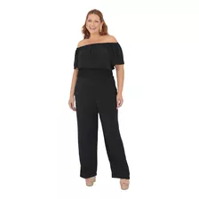 Macacão Feminino Plus Size Casual Pantalona Ombro A Ombro 