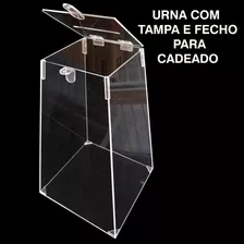 Urna Pirâmide Acrílico Transparente 40cm Coleta, Dizimo Etc