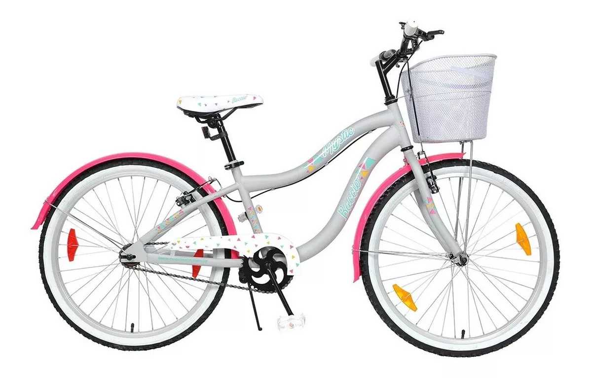 Bicicleta Paseo Infantil Baccio Mystic R24 Color Gris Con Pie De Apoyo