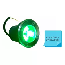 Kit 3 Balizador Luminária Led 3w Verde Chão Piso Jardim Deck Cor Da Estrutura Cromado Cor Da Cúpula Preto