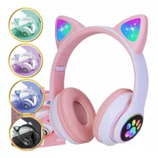 Fone De Ouvido Bluetooth Gato Gatinha Luzes Led Criança