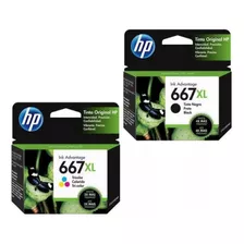 Kit Cartucho Hp 667 667xl Deskjet 2776 Preto E Color