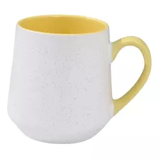 Taza De Gres Bicolor - Blanca Y Amarilla - 550ml 