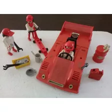 Muñecos Playmobil: Auto De Carrera Con Piloto Y 2 Técnicos