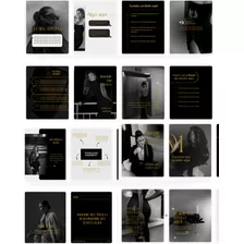 Pack Templates Gold Preto Dourado Feed Instagram Canva Desig