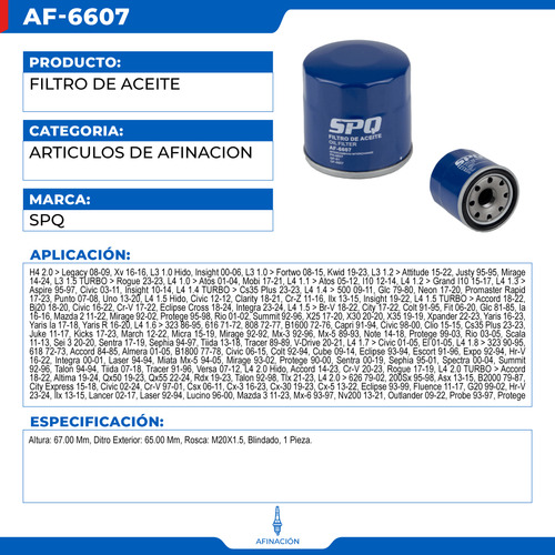 Filtro De Aceite Mazda B2200 1989-1993 L4 2.2 Foto 4