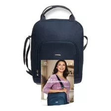 Bolsa Tipo Mochila Para Laptop Marca Natura Azul Marino, Tela Resistente Color Azul Oscuro Diseño De La Tela Liso