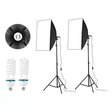 Kit 02 Softbox Com Lâmpada 110v 135w E27 + Tripé 2m Estúdio