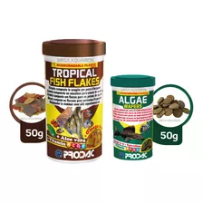 Combo Ração Peixes Aquário Água Doce Tropical Flakes + Algae