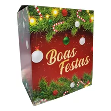 Caixa Cesta De Natal Boas Festas 29,5x35x20cm 60 Unidades