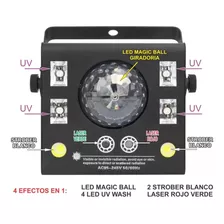Efecto Led Disco 4 En 1 Magic Ball+2strober+4uvled+laser Rg