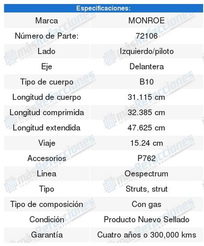 Nissan Sentra 02-06 4 Amortiguadores Oespectrum Oespectrum Foto 4