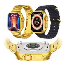 Smartwatch Ultra Gold 24k Com Nfc 2 Pulseiras Lançamento