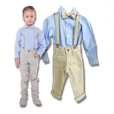 Conjunto Batizado Bege Infantil Menino Luxo Envio Já