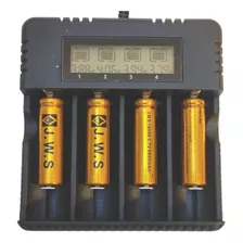 Kit Bateria 14500 Carregador Quadruplo Com Lcd 