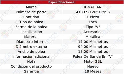 Polea Accesorios Metalica Tipo  V  Aries L4 2.2l 81 Al 83 Foto 3