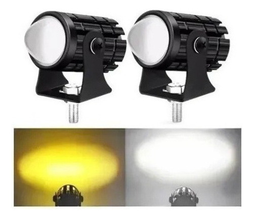 Foto de Par Mini Lupas Led Faros Auxiliares Dual Color 10000lm 6000k