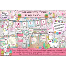 Kit Imprimible Candy Bar Llama Alpaca Blanca 100% Editable