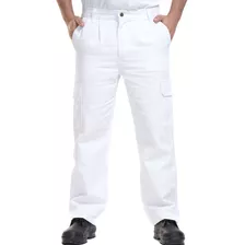 Pantalon Cargo Blanco Trabajo Bolsillo Roca Frigorifico T 48