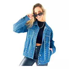 Campera De Jean Rígido Mujer Con Tachas