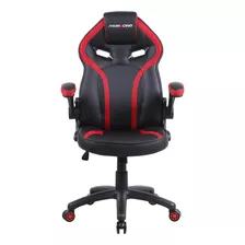 Silla Gamer Oficina Ergonomica Marca Silleti Modelo Vancouver Reclinable Brazos Abatible Tapizado Cuero Sintetico Color Negro/rojo