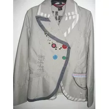 Blazer Saco Chaqueta Desigual 44 Gabardina Gruesa Jean Rayad