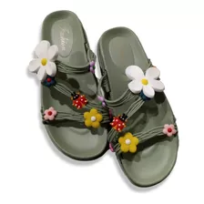 Sandalias Decorado Floral Dama