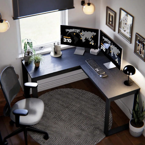 Mesa Para Pc Em L Escrivaninha De Canto Computador Ou Notebook Casa Home Office Gamer Estudo Trabalho Preta Canela Estilo Industrial Preto