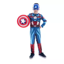 Fantasias Capitão America Com Enchimento, Mascara E Escudo