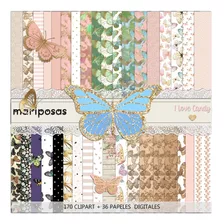 Kit Digital Mariposas Papeles + Clipart