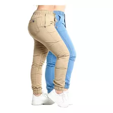 Kit 2 Calça Jogger Feminina Jeans Sarja Elástico Lançamento