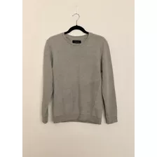 Zara Sudadera Sueter Gris De Punto Y Cuello Redondo