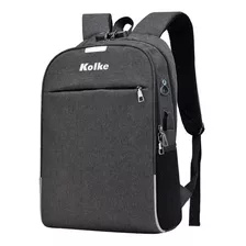 Mochila Notebook Impermeable Antirobo Candado Kolke Kvm-339 Color Gris Oscuro