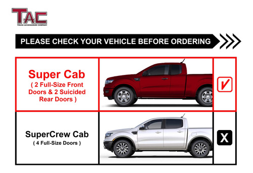 Tac - Estribos Laterales Para Ford Ranger Super Cab Truck Pi Foto 4