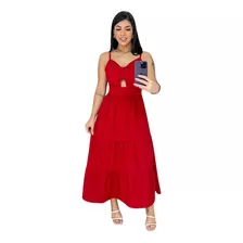 Vestido Feminino Estilo Midi De Alcinha Decotado Com Bojo