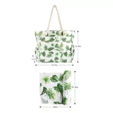 Uma Bolsa De Praia Grande Com Folhas De Palmeira De Verão Tr