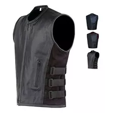 Armor Biker - Chaleco Ajustable De Cuero Para Hombre, Color 