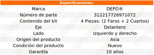 Paquete De 2 Faros Y 2 Cuartos P/ Ford Escort 1994/1996 Depo Foto 5