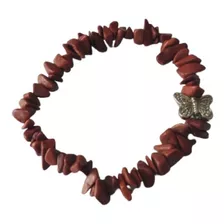 Pulsera De Escallas De Jaspe Rojo Mariposa