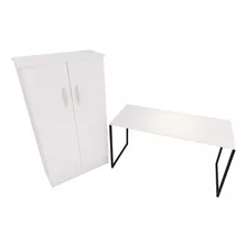 Conjunto Mesa Para Escritório Diretor 1,20m + Armario 2 Port