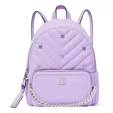 Mochila Pequeña V-quilt Victoria's Secret Lilac Stud Color Lila Diseño De La Tela Liso